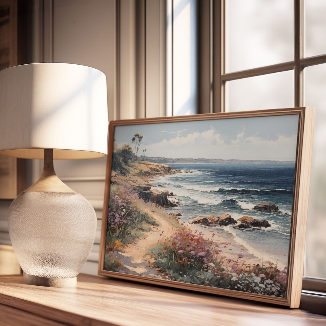 Rocky Coastal Path Seascape Vintage Ocean Oil Painting Poster - Image 3