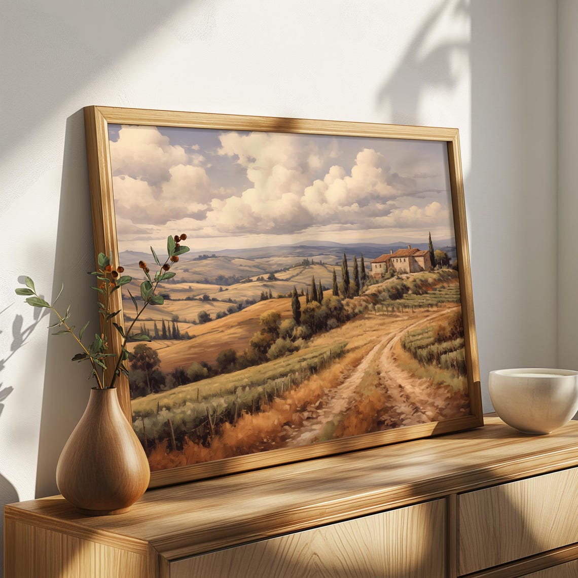 Tuscan Rolling Hills Farmhouse Cypress Winding Dirt Road Poster - Image 4