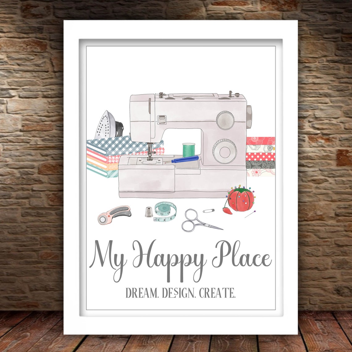 My Happy Place Dream Design Create Sewing Machine Craft Room Poster - Image 2
