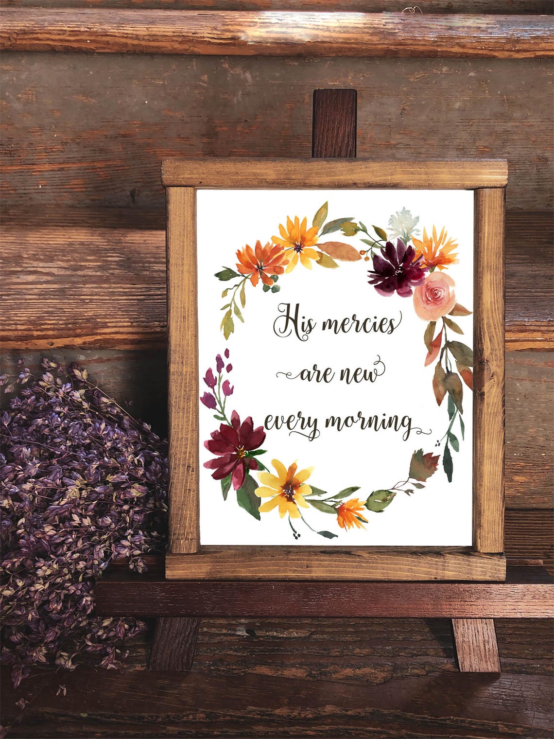 His Mercies Are New Every Morning Fall Floral Wreath Art Print - Image 3