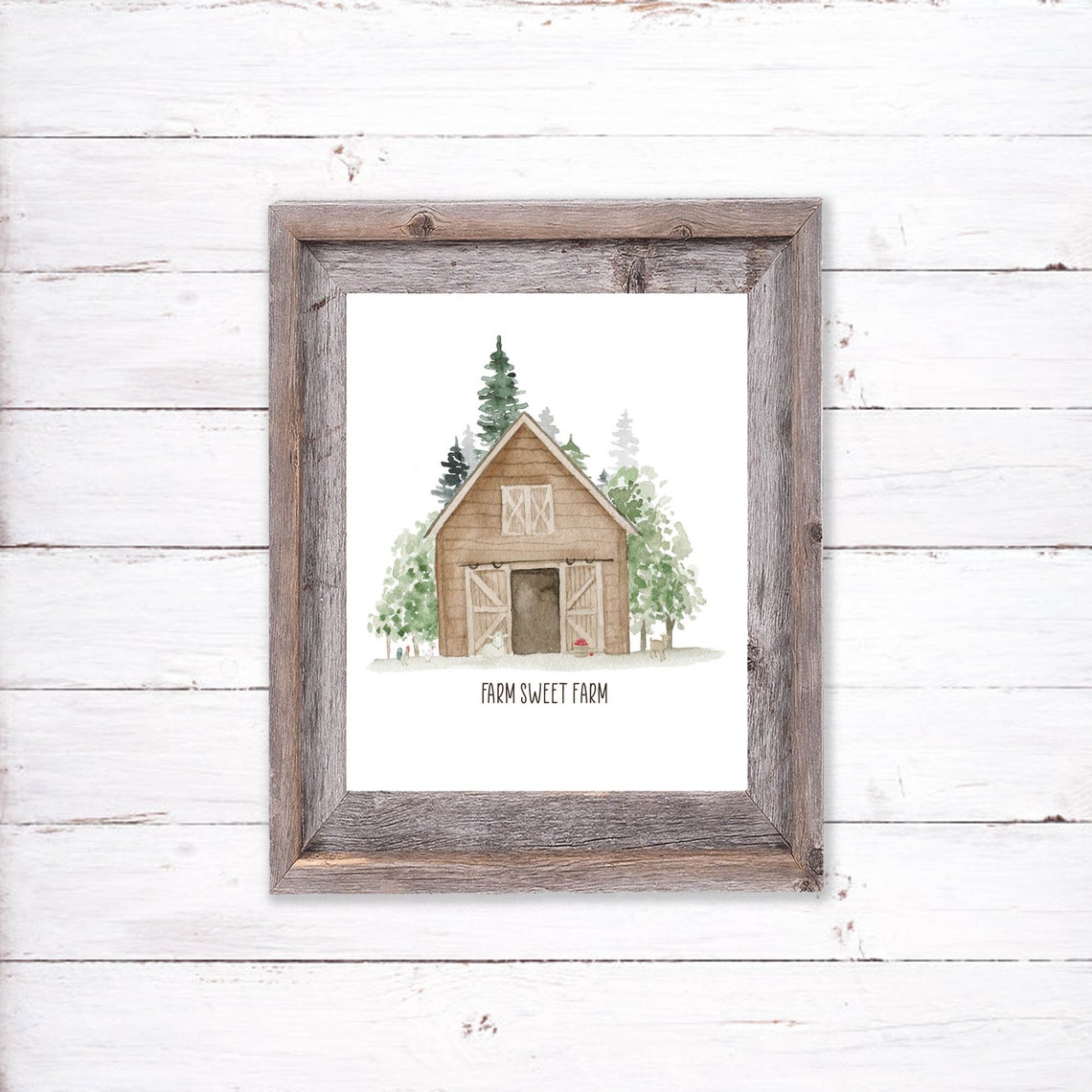 Farm Sweet Farm Rustic Barn Country Watercolor Home Decor Poster - Image 4