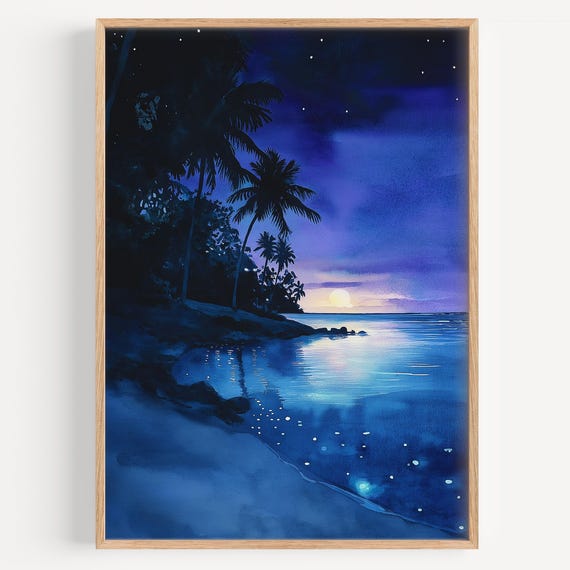 Vadhoo Watercolor Painting Wall Art Print Maldives Poster Travel Decor Illustration Home