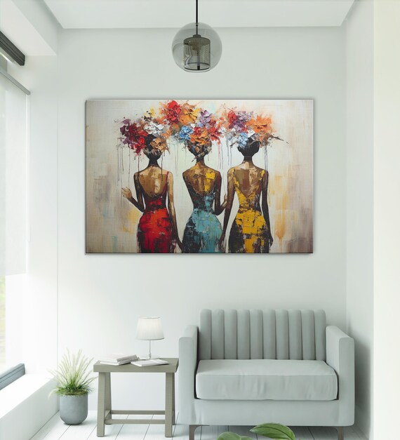 Abstract Women With Colored Heads, Modern Portrait