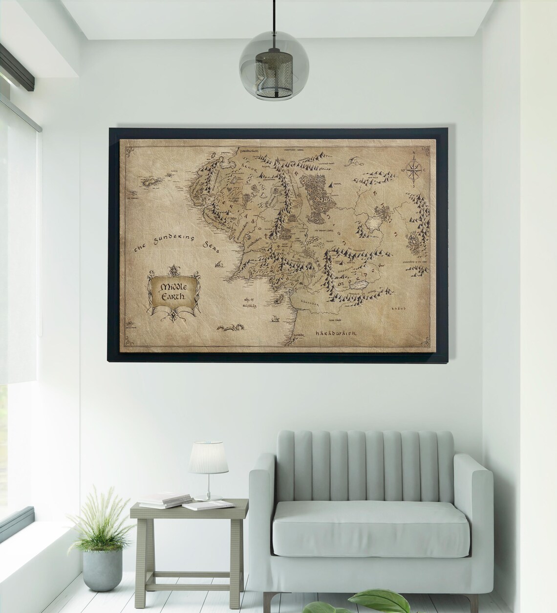 Middle Earth World Map, Travel Poster