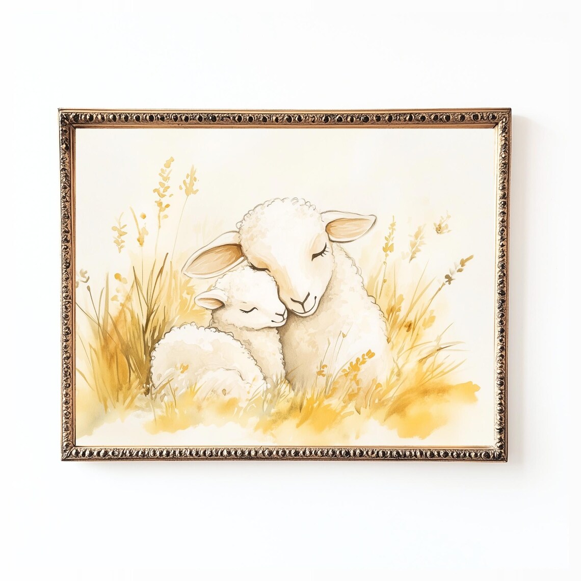 Lamb Watercolor Art Print, Farmhouse Nursery Animal