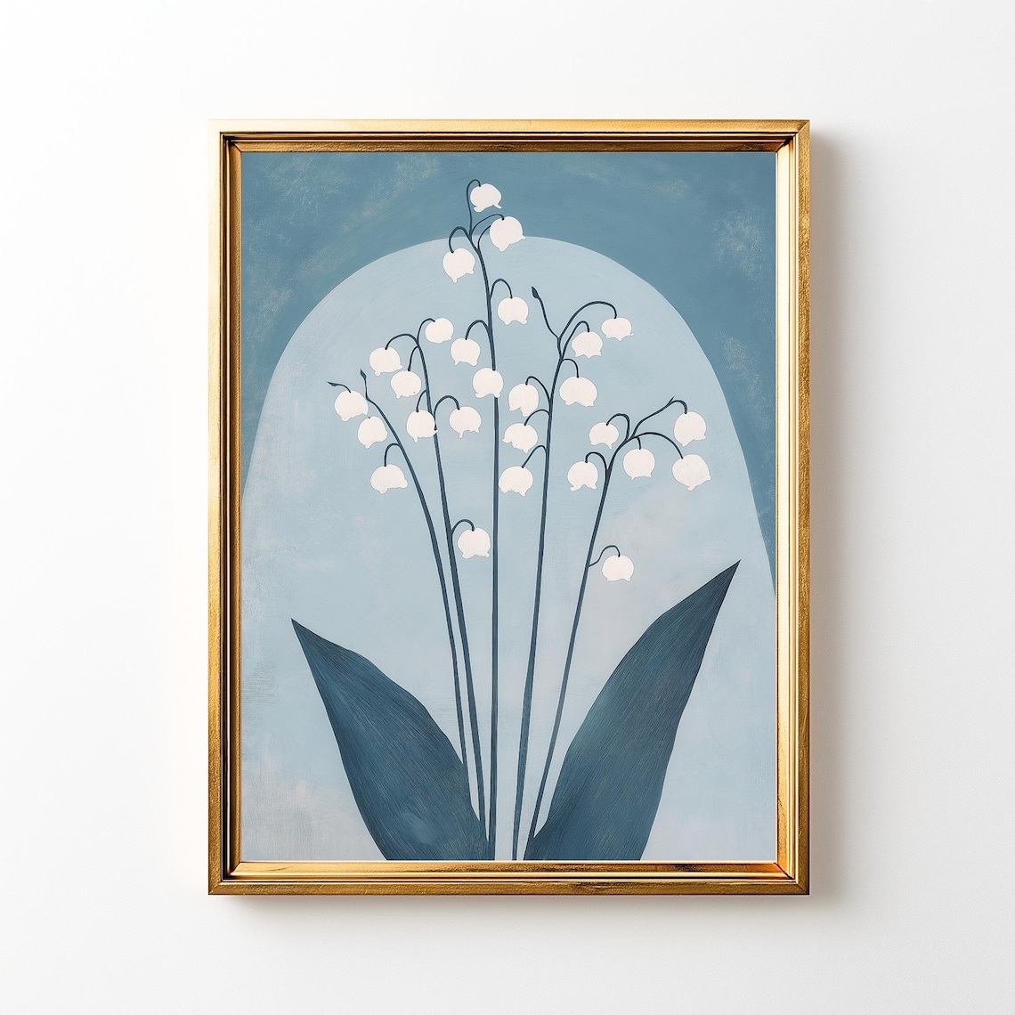 Lily of the Valley White Blue Vintage Botanical Flower Print