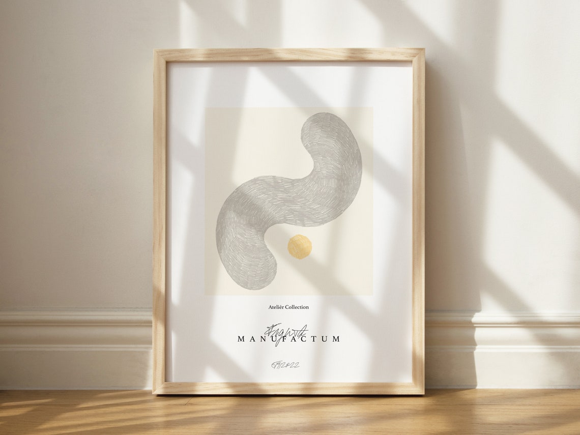 Abstract Scribble Bean Shape Gold Dot Atelier Collection Art Poster