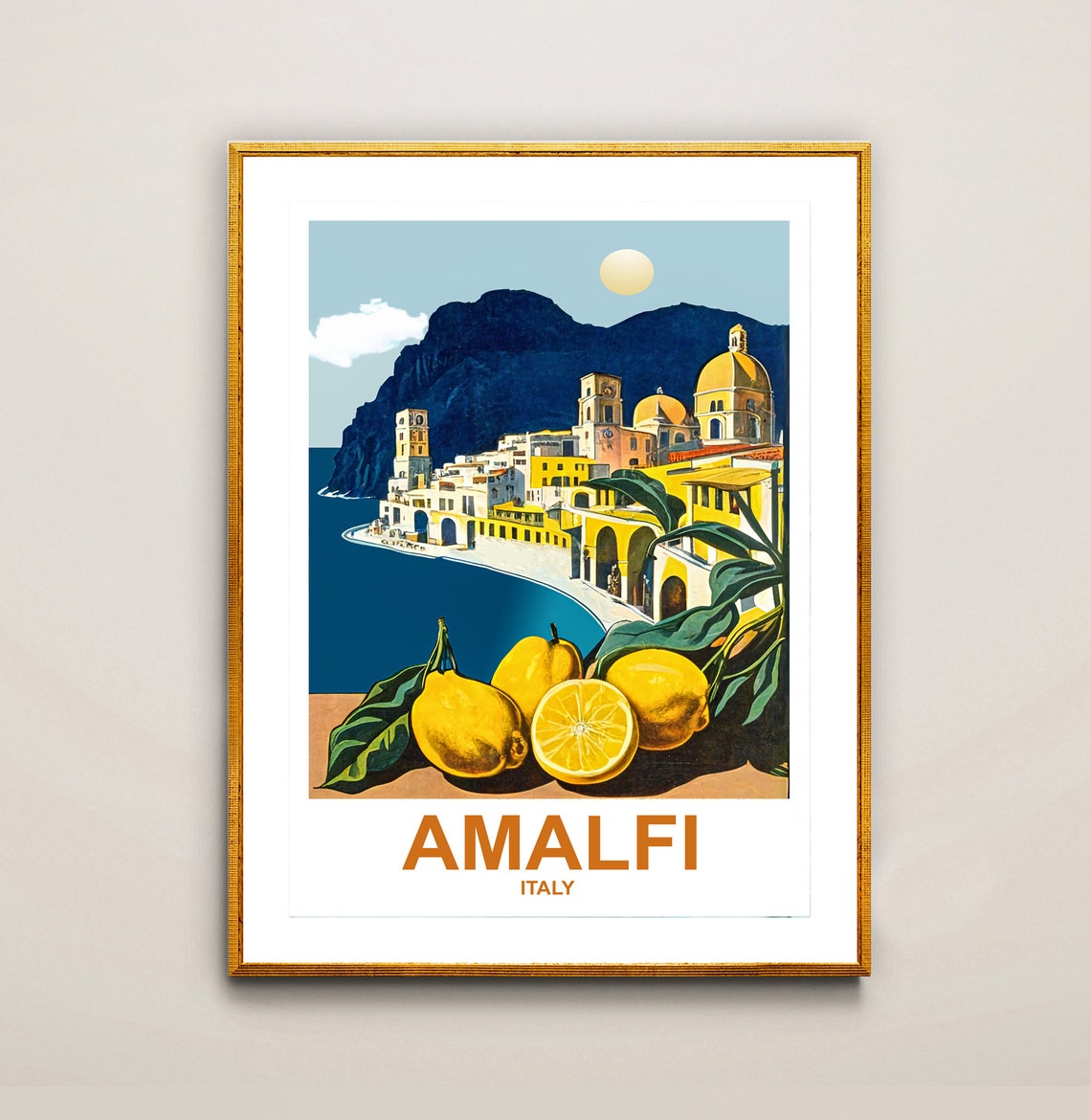 Amalfi Italy Cliffside Town Lemon Grove Vintage Mediterranean Poster - Image 2
