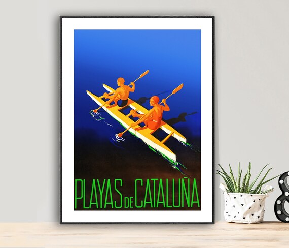 Playas De Cataluna Spain Vintage Travel Poster