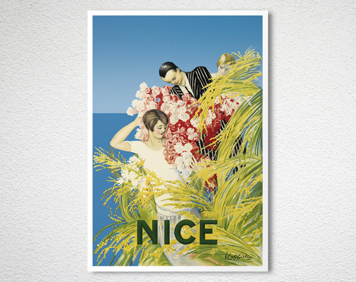 Nice France Flower Riviera Mimosa Seaside Vintage Travel Poster - Image 2