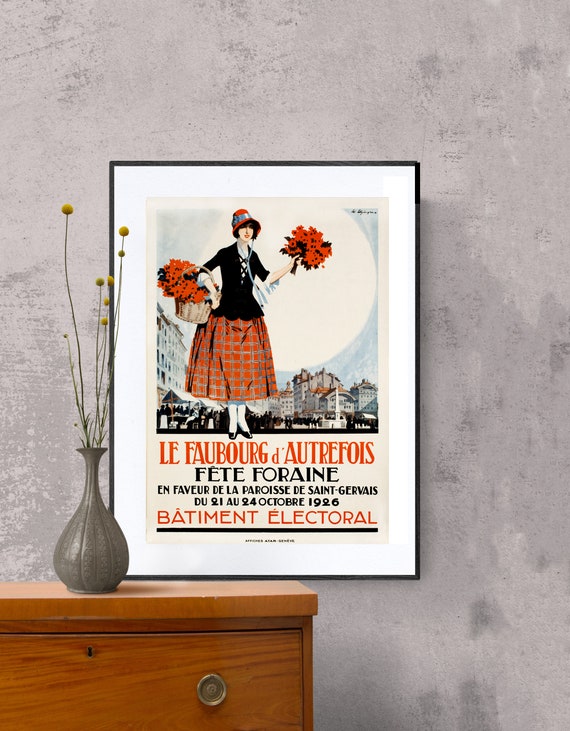 Le Faubourg Dautrefois Fete Foraine Vintage Travel Poster Poster Paper Or Print Gift Idea Wall Decor