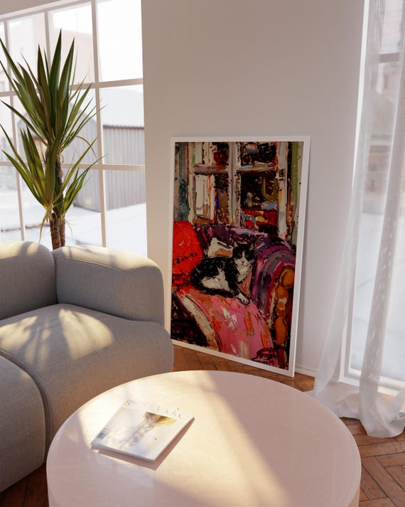 Matisse Wall Art Colorful Cat Oil Painting Style Print Physical Postermodern Home Decor Dopamine Cozy Interior
