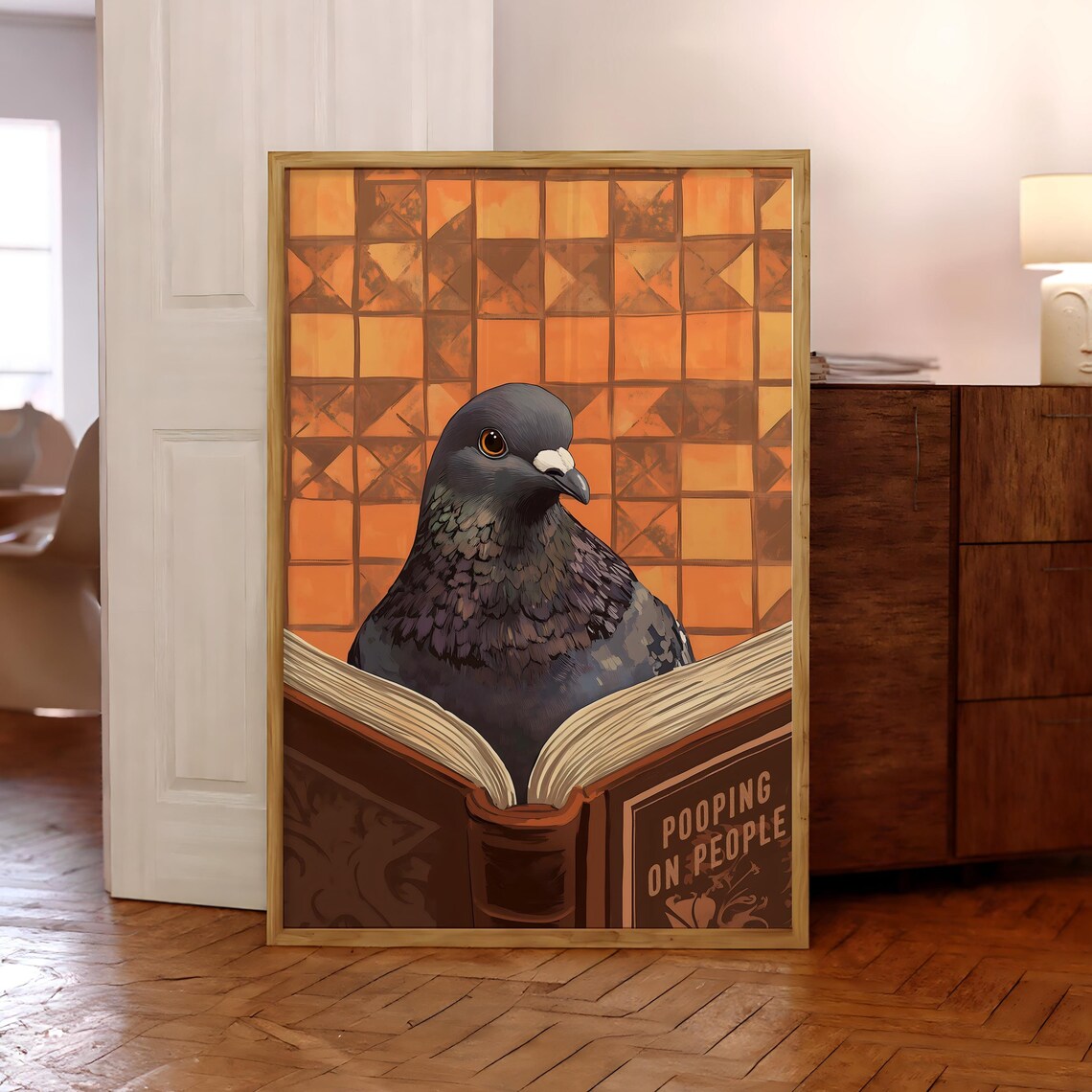 Funny Bathroom Pigeon Humor Poster Print