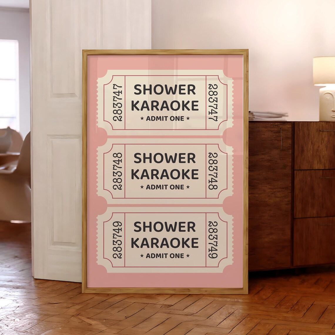 Shower Karaoke Ticket Bathroom Wall Art Print