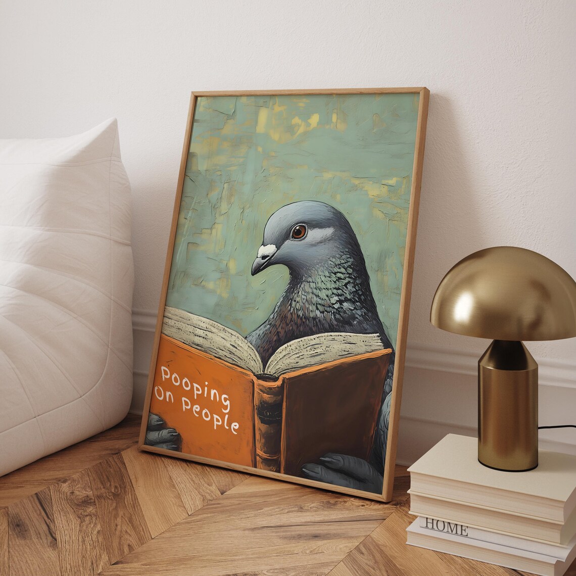 Funny Bathroom Pigeon Toilet Humor Art Print