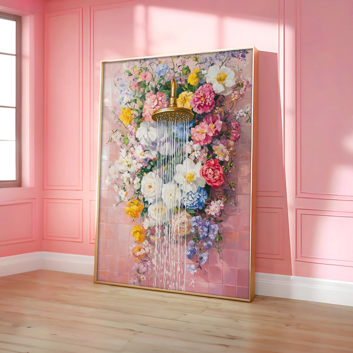 Floral Bathroom Print, Watercolor Botanical Poster