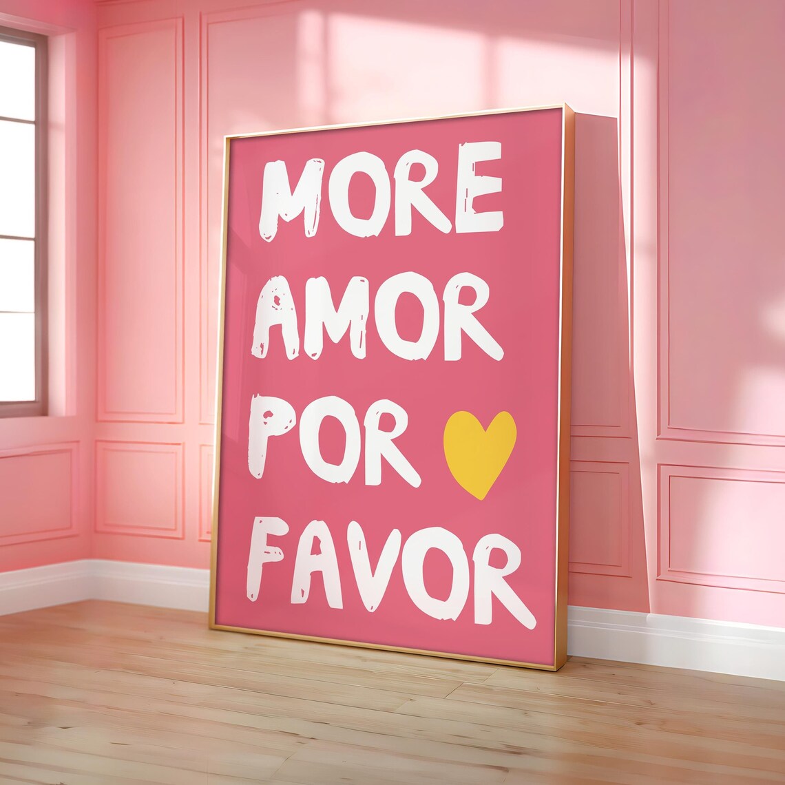 More Amor Por Favor Rose Pink Love Quote Bedroom Typography Poster
