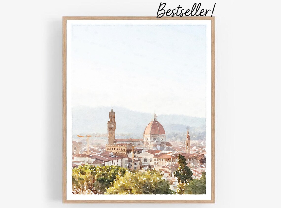 Florence Italy Cityscape, Neutral Italian Art Print