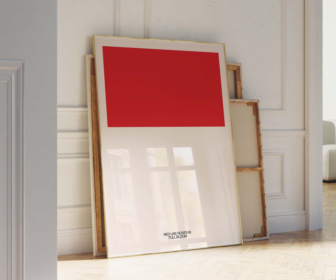 Red Like Roses In Full Bloom Minimalist Color Block Art Print