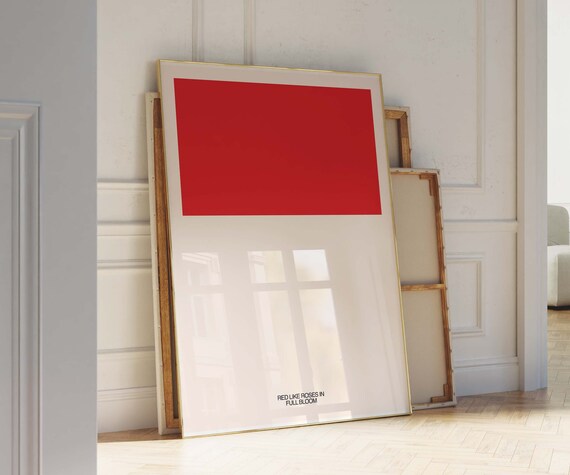 Red Like Roses In Full Bloom Minimalist Color Block Art Print