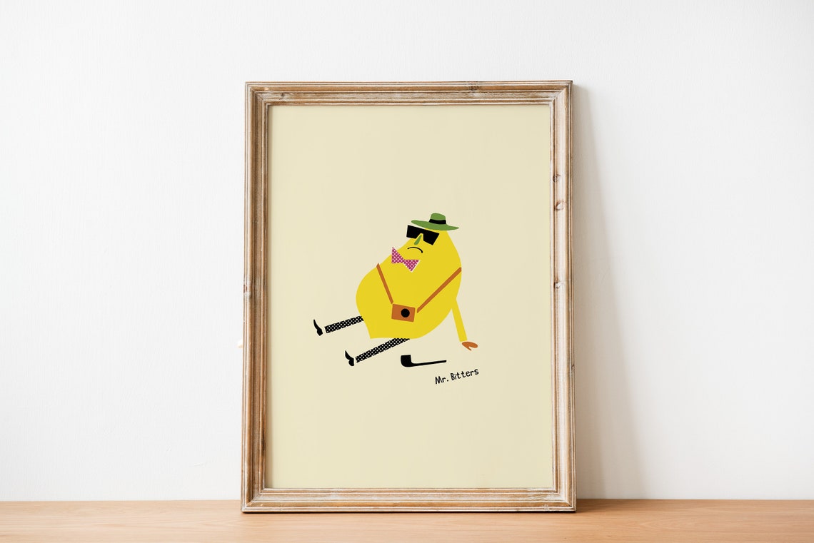 Mr Bitters Grumpy Lemon Character Illustration Poster Wall Decor - Image 3