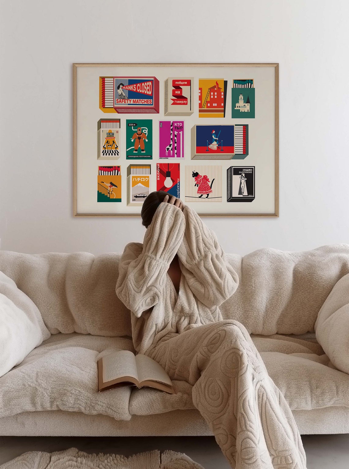 Vintage Matchbox Art Poster Retro Safety Match Illustration Collection - Image 3