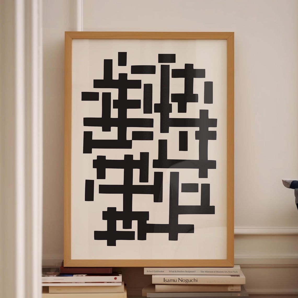 Abstract Black Maze Geometric Blocks Bauhaus Style Art Poster