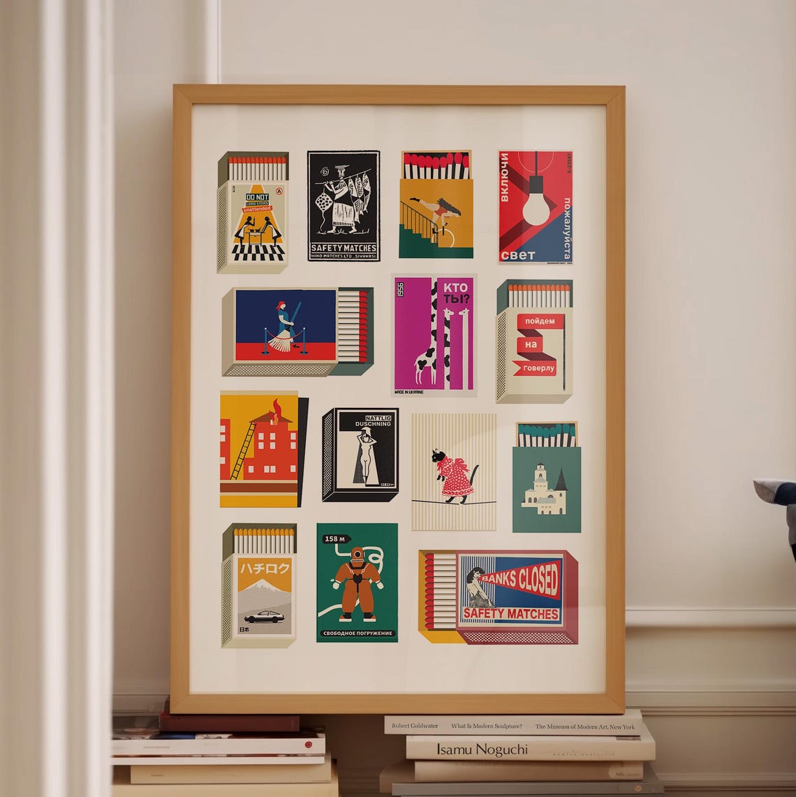 Vintage Matchbox Label Art Collection Retro Illustration Wall Art