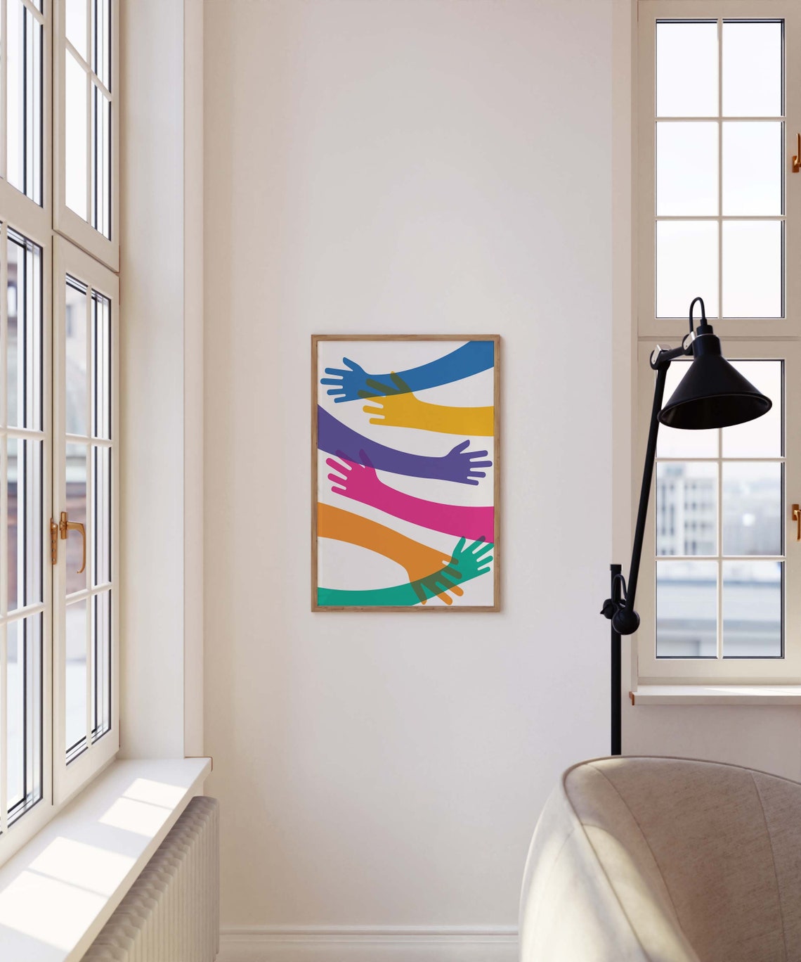 Rainbow Hands Unity Colorful Abstract Art Poster Wall Decor Gift - Image 3