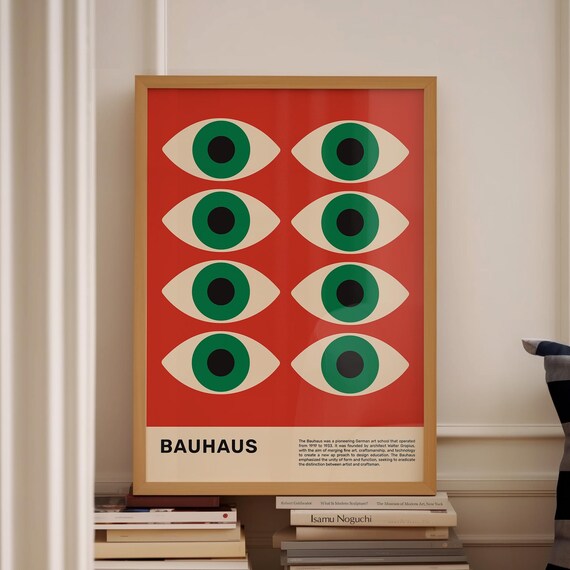 Bauhaus Eye Pattern Geometric Red Vintage Exhibition Art Poster