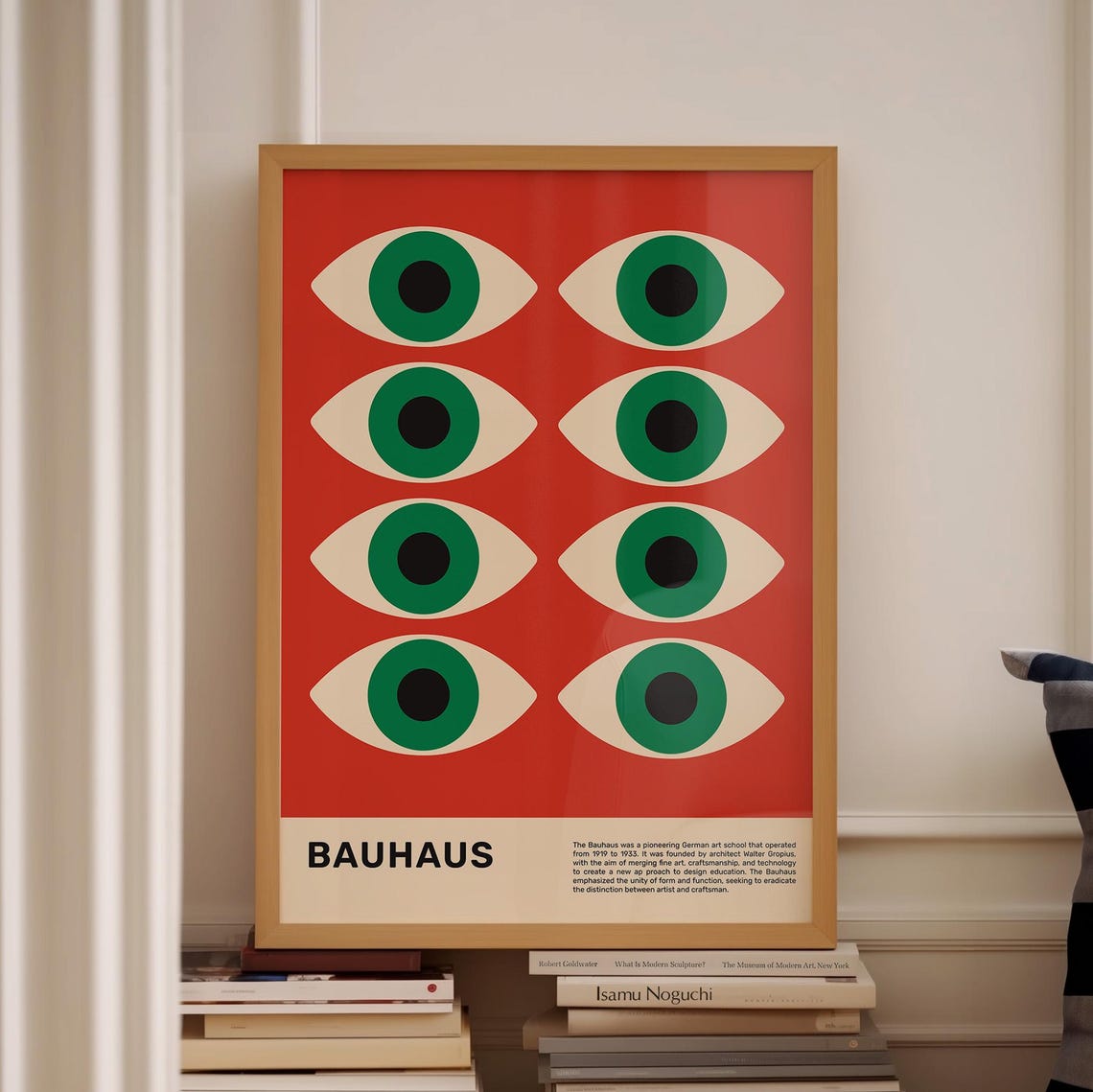 Bauhaus Eye Pattern Geometric Red Vintage Exhibition Art Poster