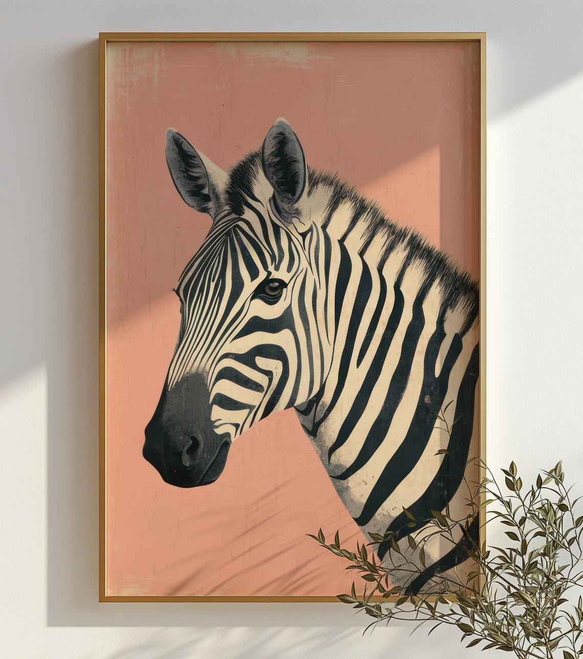 Zebra Head Profile On Coral Background Retro Safari Style Print - Image 2