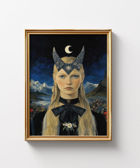 Valkyrie Norse Goddess Witch Art Scandi Art Spirtual Art Divine Feminine Esoteric New Age Viking Wicca Witchy Art Mythology