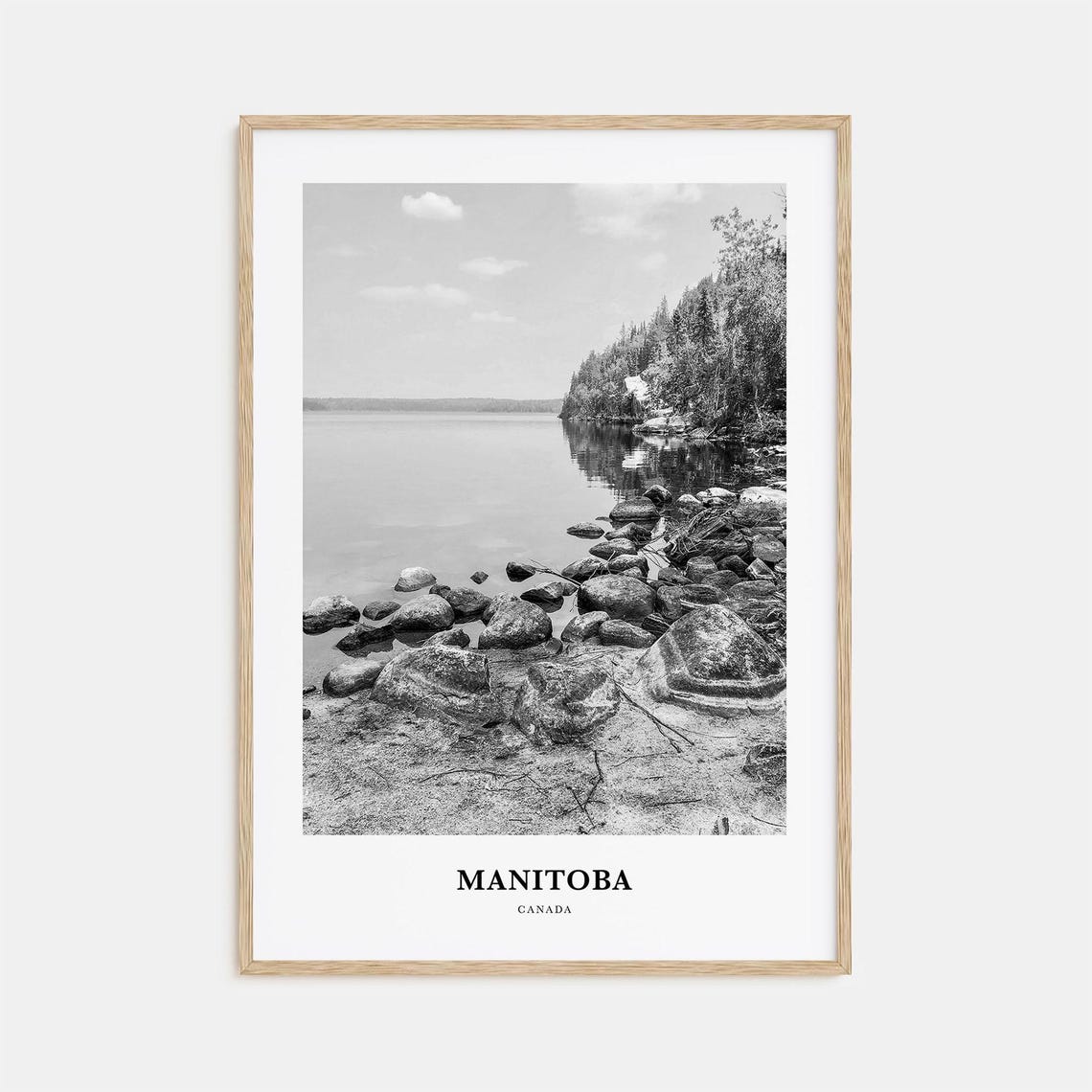 Manitoba Canada Rocky Lakeshore Forest Serenity Travel Art Poster