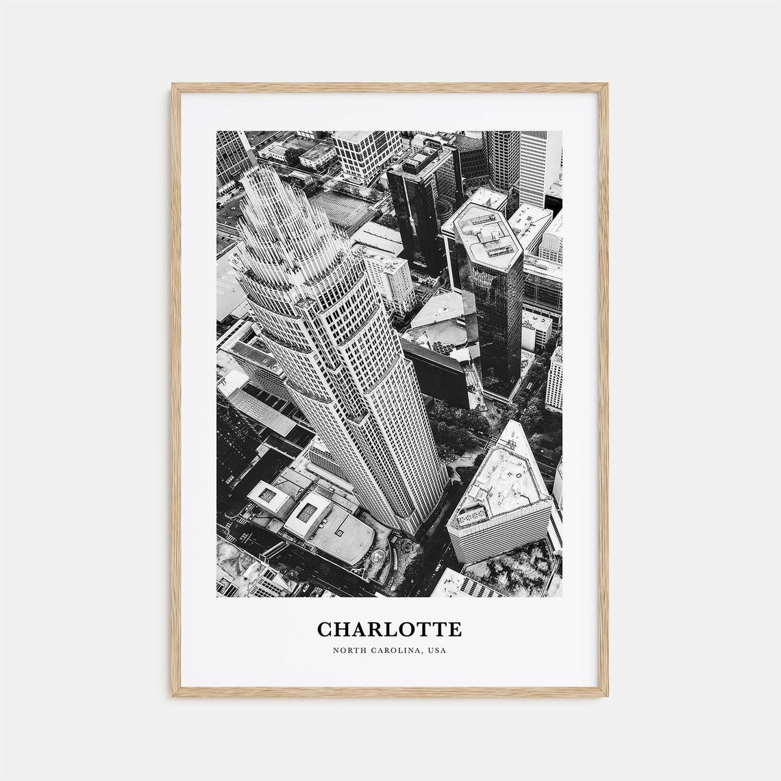 Charlotte North Carolina Aerial View Downtown Skyscrapers Poster