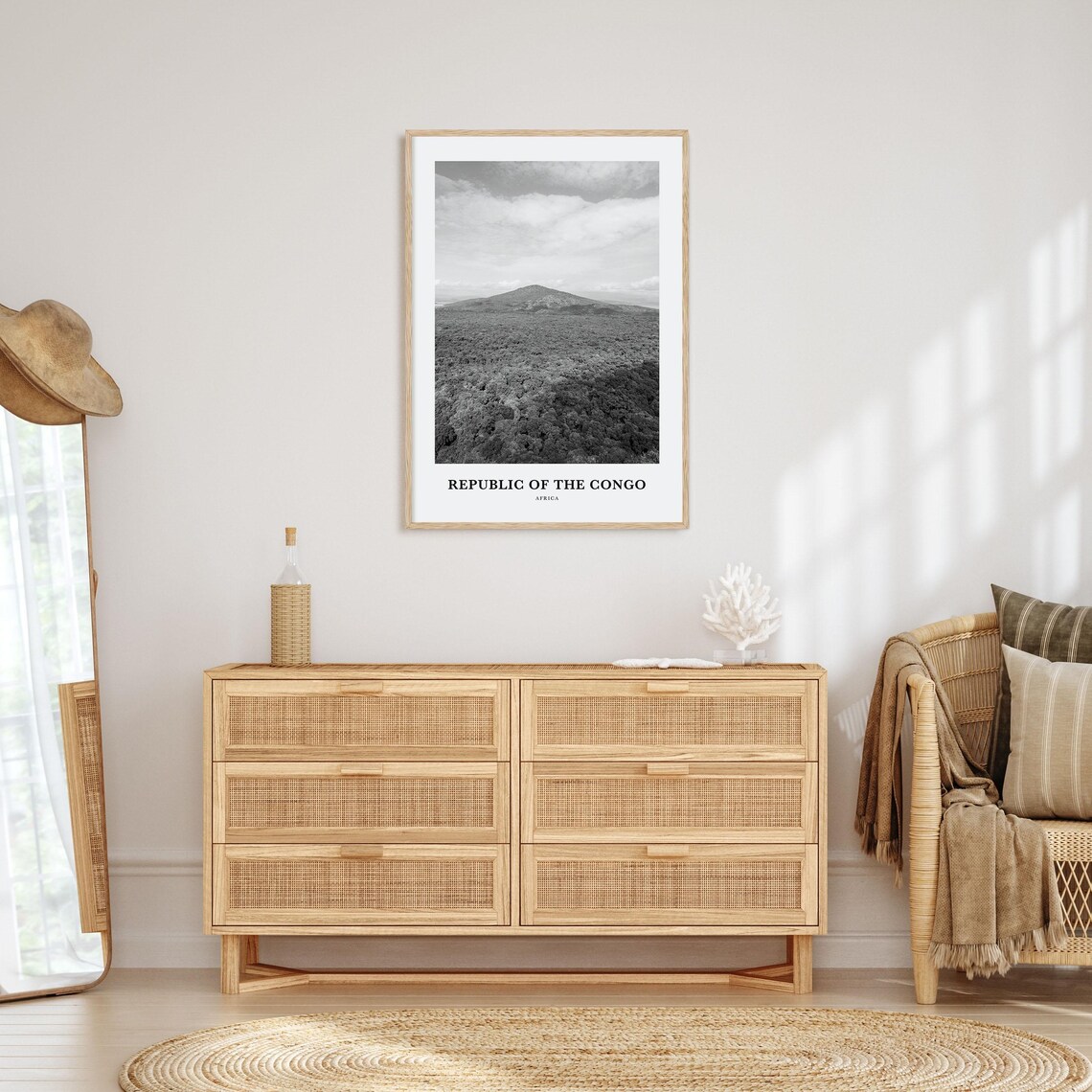 Republic of the Congo Africa Savannah Mountain Black White Poster - Image 3