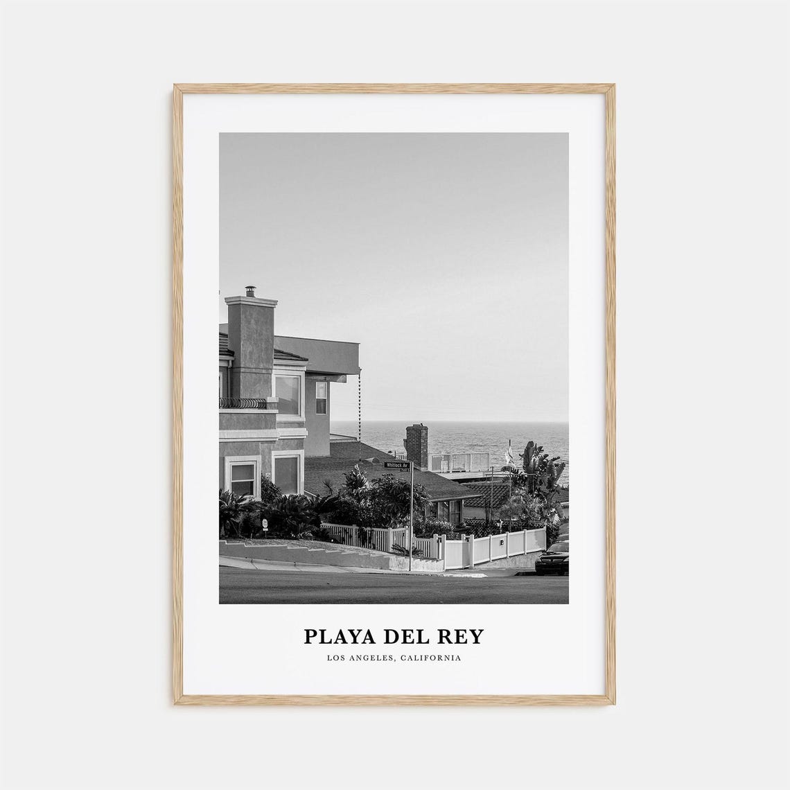 Playa del Rey Los Angeles Beachfront Homes Ocean Black White Poster
