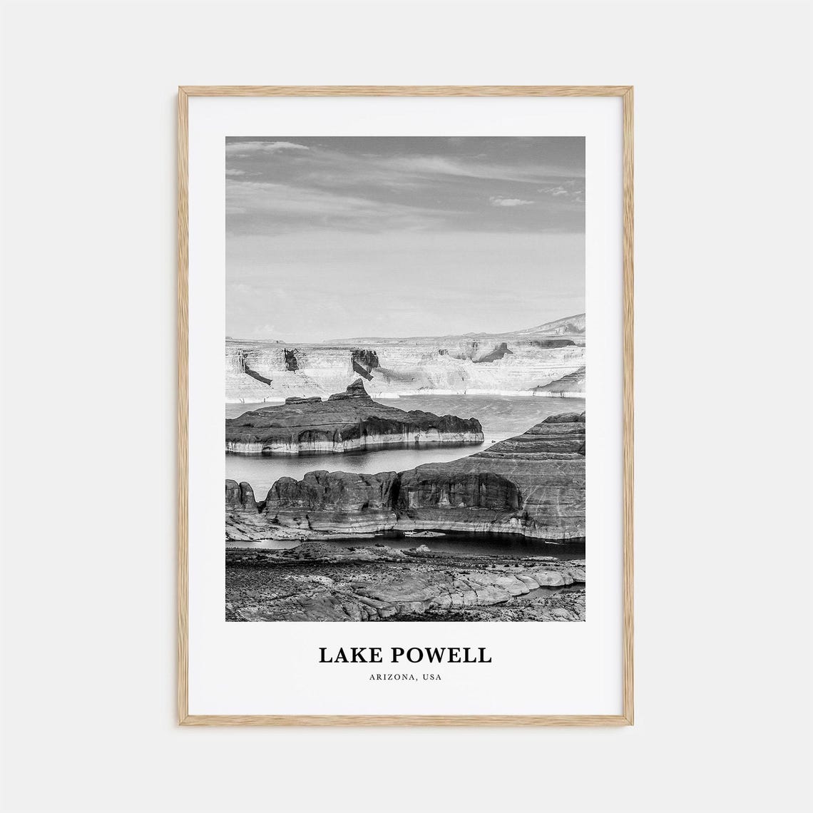 Lake Powell Canyon Cliffs Black And White Arizona Desert Poster