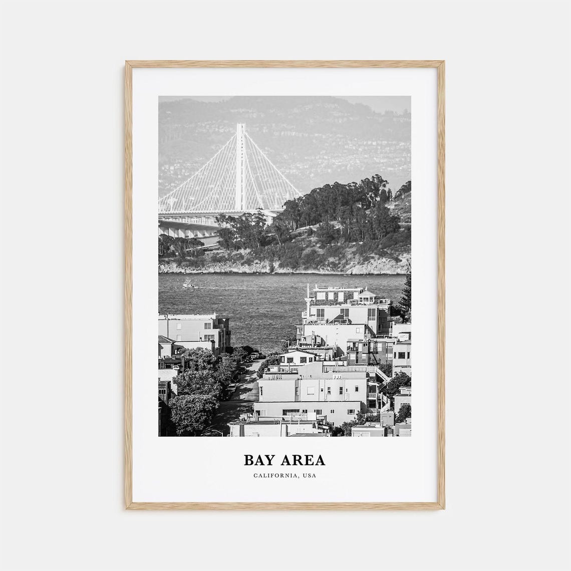 Bay Area California Cable-Stayed Bridge Over The Water Travel Poster