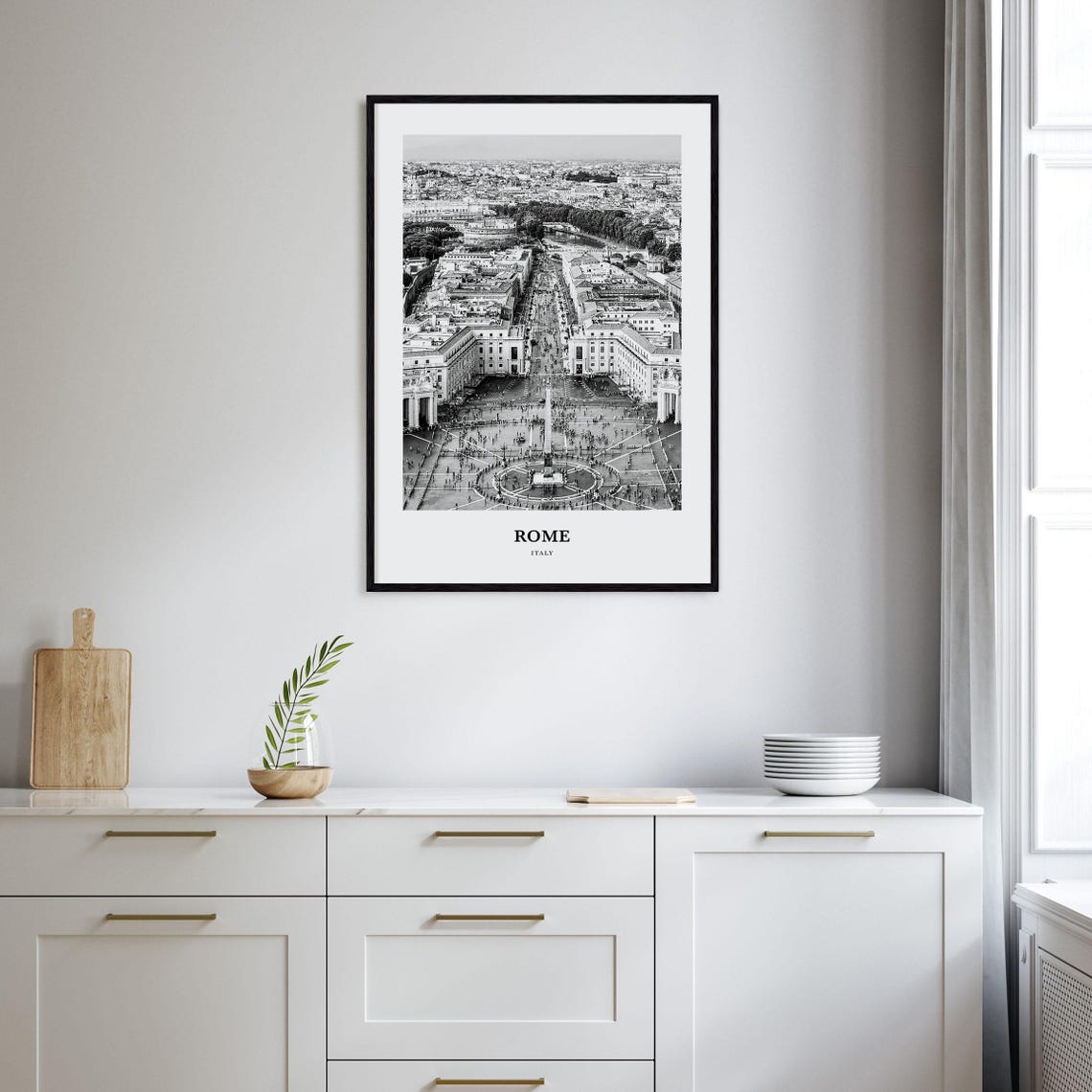 Rome Italy Saint Peters Square Aerial Black And White Photo Poster - Image 2