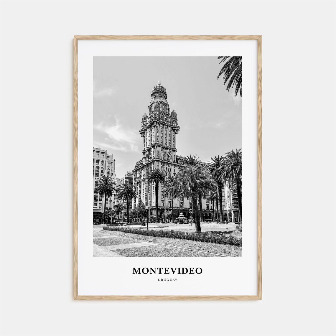 Montevideo Uruguay Palacio Salvo Palm Tree Plaza Photo Poster
