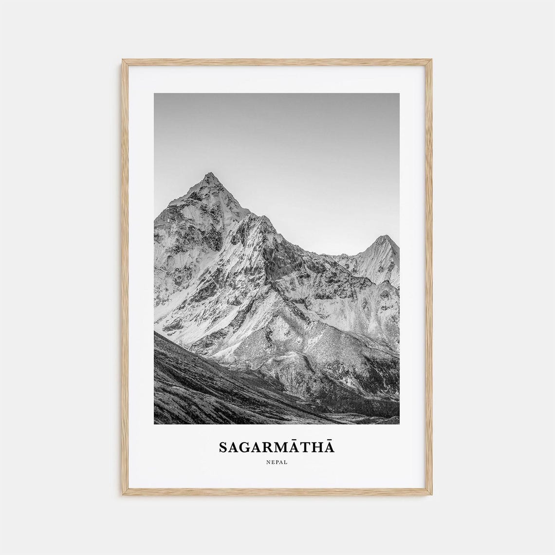 Sagarmatha Nepal Snowy Himalayan Mountain Peaks Black And White Poster
