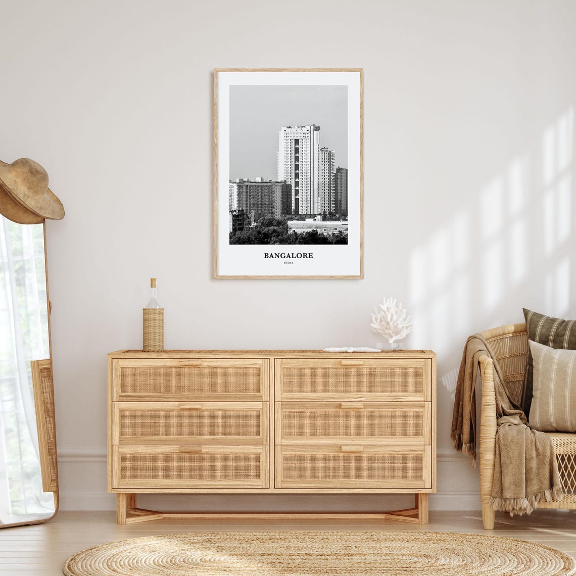 Bangalore India Modern High-Rise Buildings Black And White Poster - Image 3