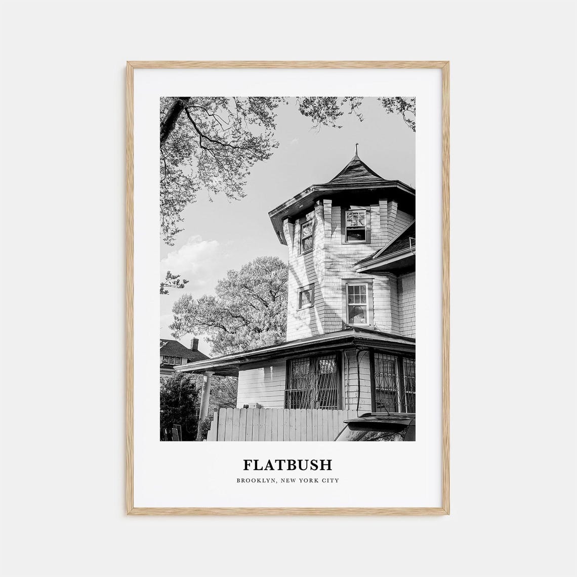Flatbush Brooklyn Victorian House Black and White Photo Poster