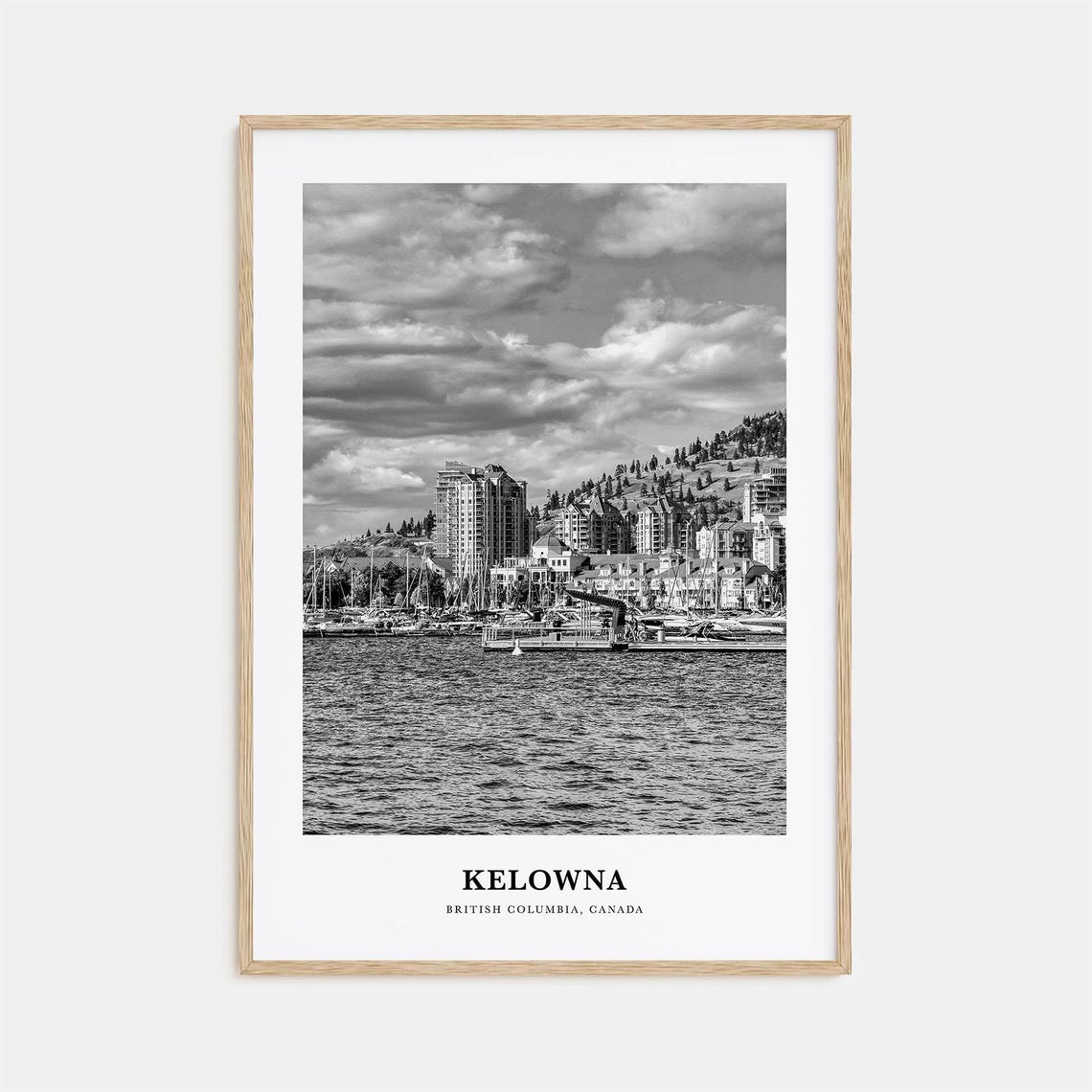 Kelowna British Columbia Lakeside Marina Black and White Poster