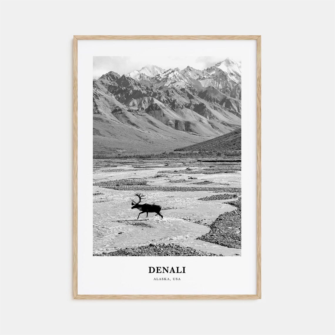 Denali Alaska National Park Caribou River Crossing Mountain Poster