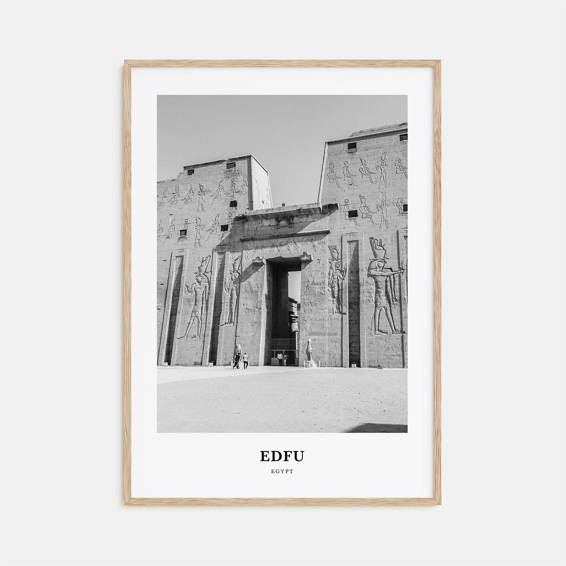 Edfu Temple Hieroglyphic Stone Pylon Ancient Egypt Travel Poster