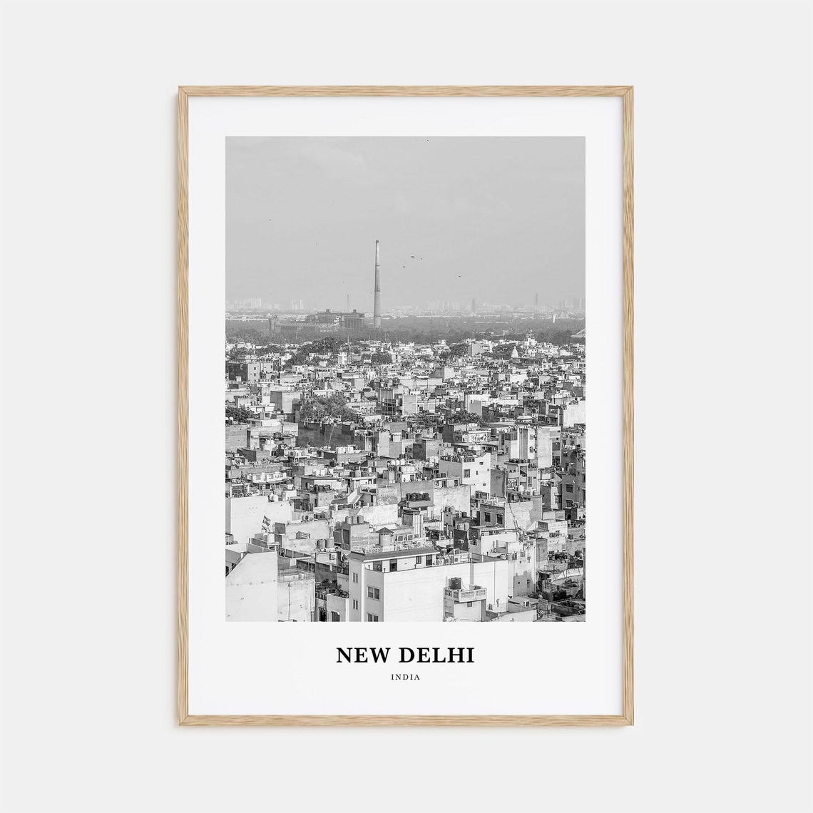 New Delhi India Rooftops Old City Panorama Black And White Poster