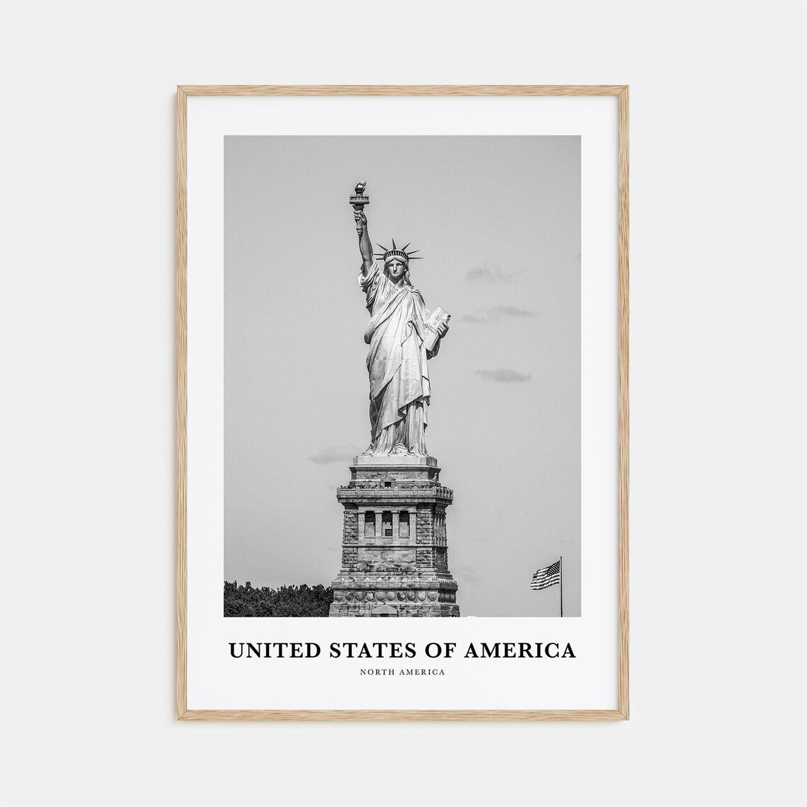 Statue of Liberty New York Harbor Black and White Landmark Poster