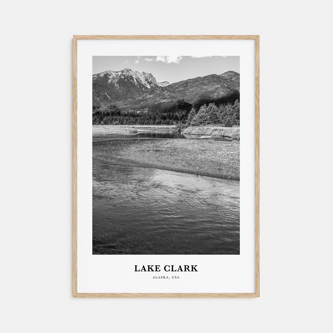 Lake Clark Mountain Valley Black And White Alaska Wilderness Poster